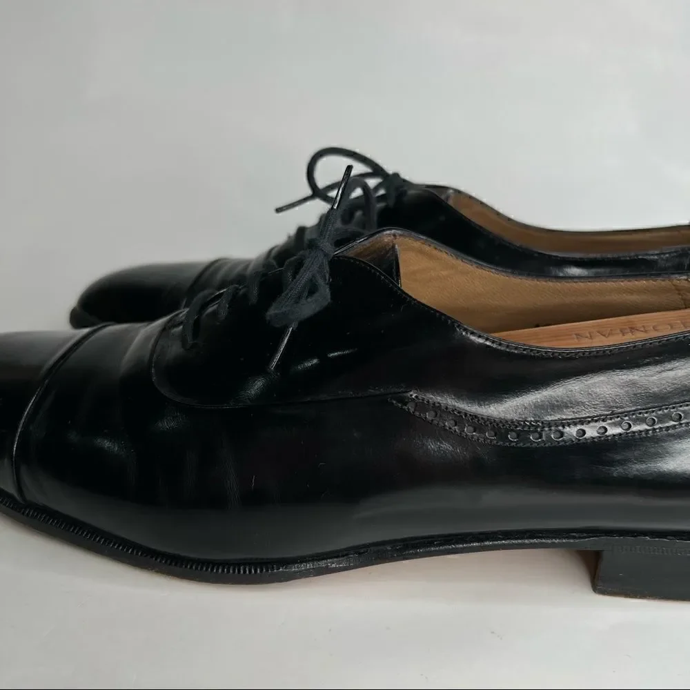 Bally Nino Black Leather cap toe Oxford dress shoes